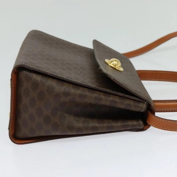 CELINE Macadam Canvas Hand Bag PVC Leather 2way Brown Gold - Picture 4 of 16